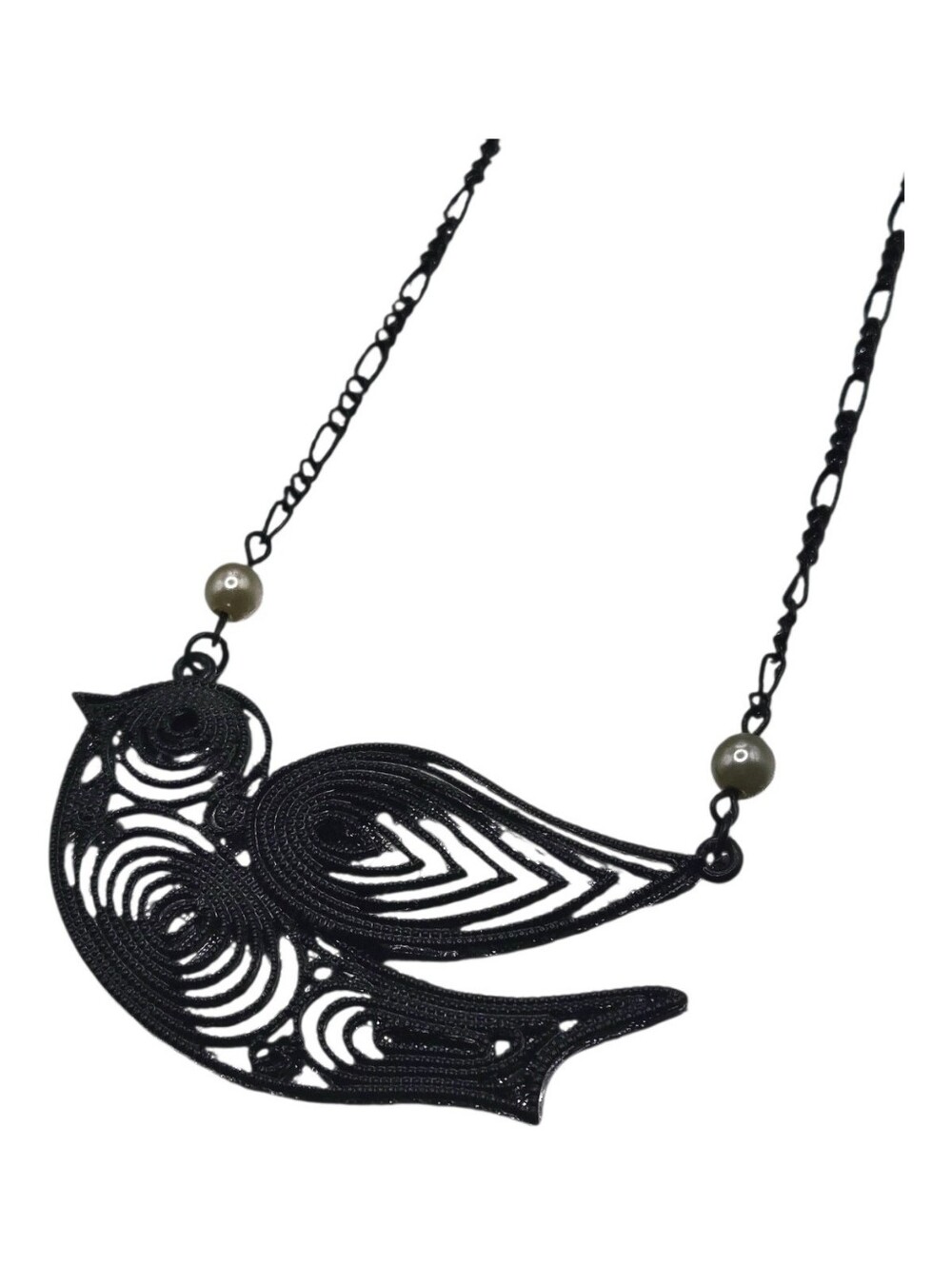 "5/$40" Adjustable Black Bird Bib Necklace